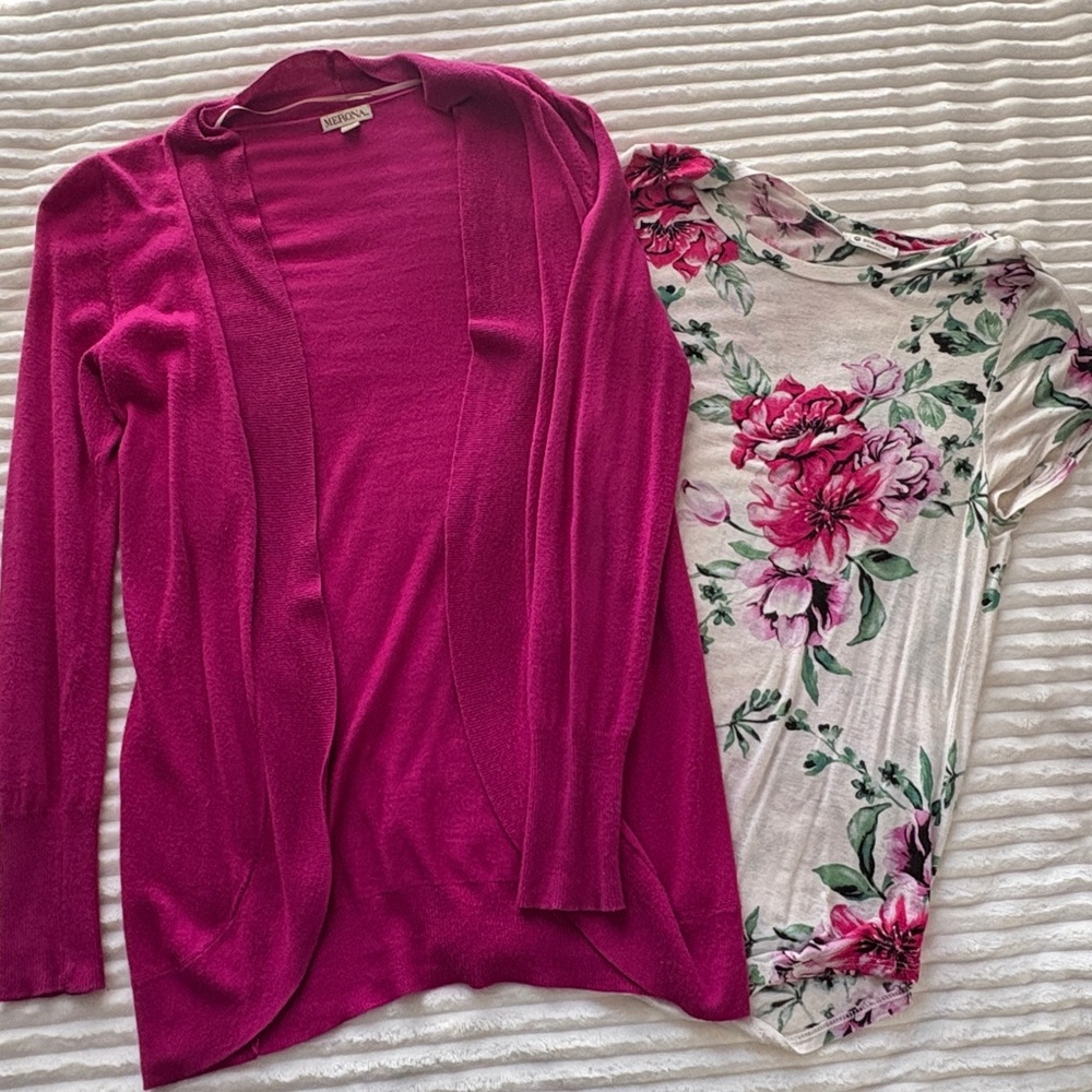 Cynthia Rowley Fuchsia Open-Front Cardigan
